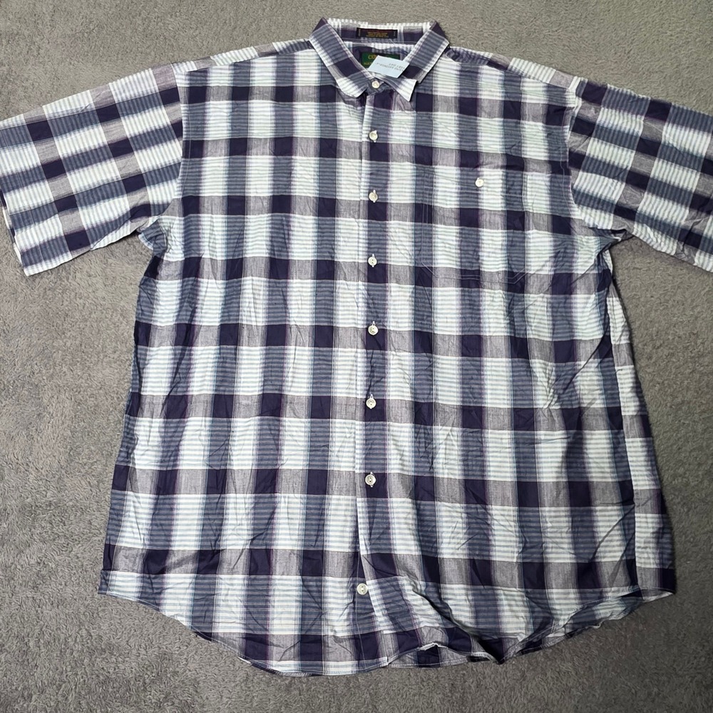 Colours by Alexander Julian Mens Large Shirt Purple Plaid Short Sleeve Button Up